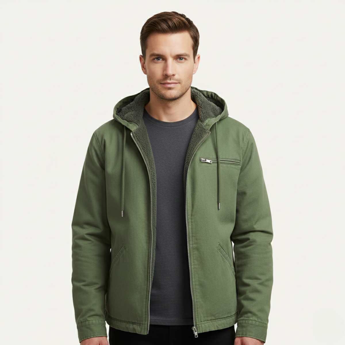 Axel | Men's Fleece Lined Hooded Jacket Camel