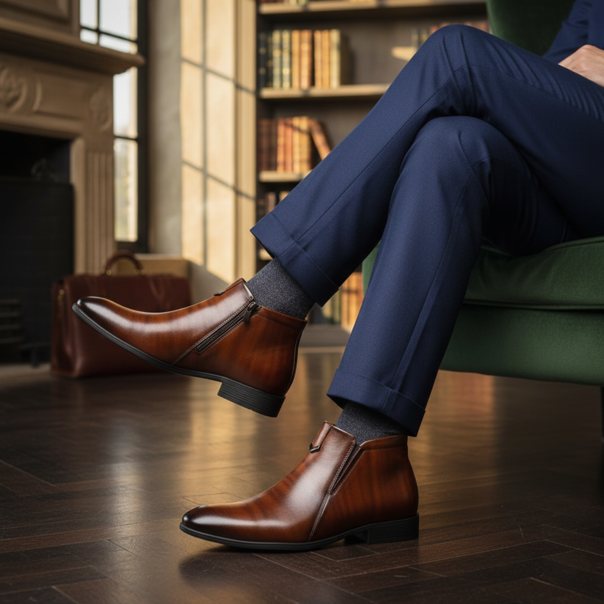 Kade | Men's Pointed Toe Leather Chelsea Boots Black