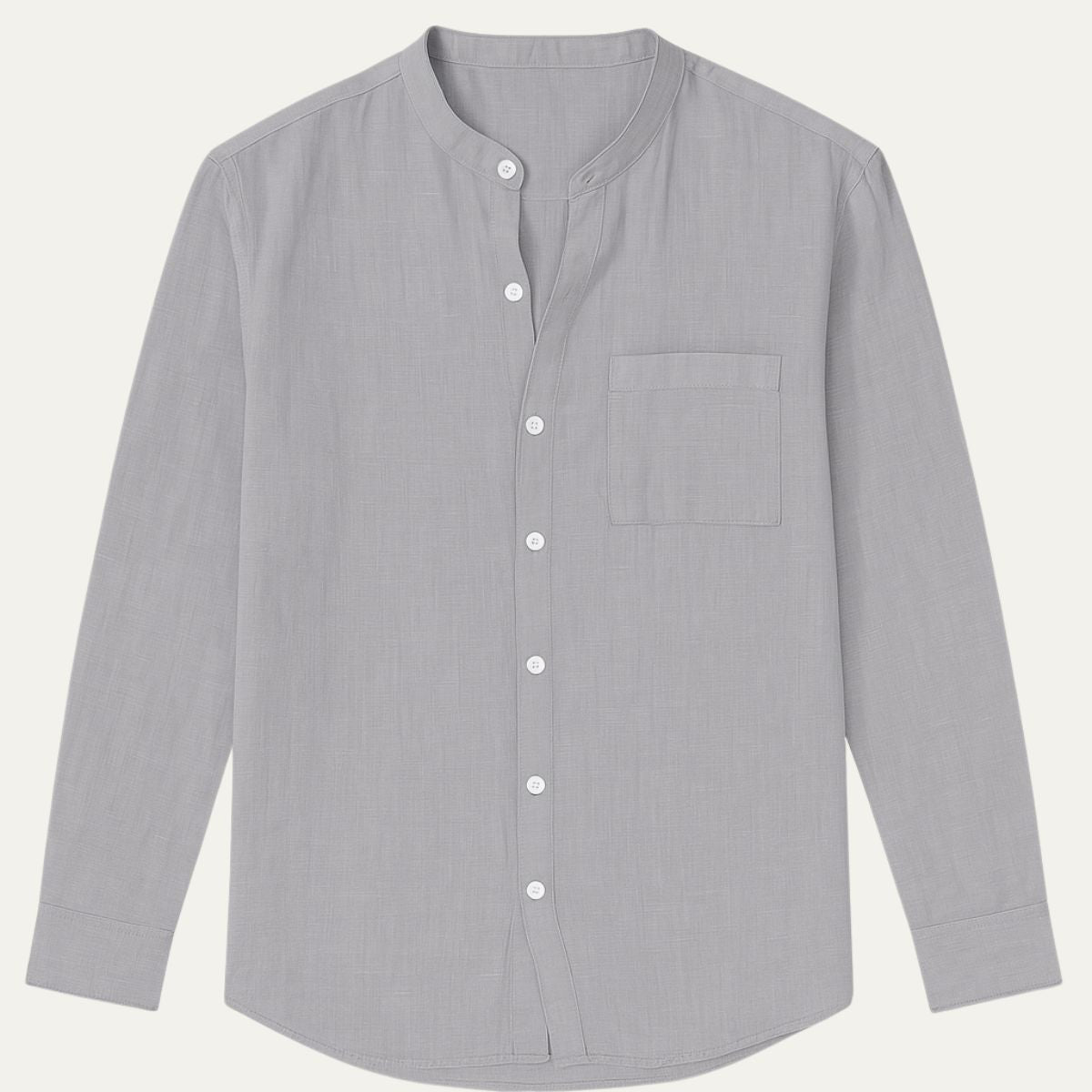 Bram | Men's Linen Shirt Cream Long Sleeve Button Up