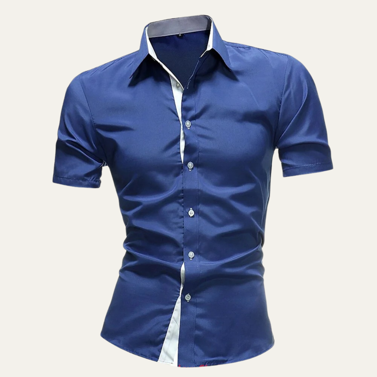 Cyrus | Men's Smart Casual Button Up Shirt Navy White Trim