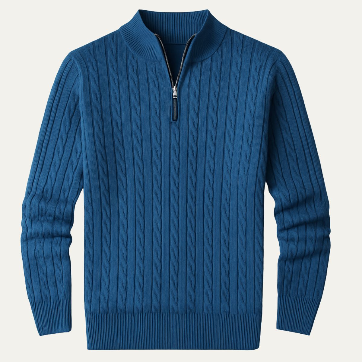 Stella | Men's Cable Knit Quarter Zip Sweater Gray