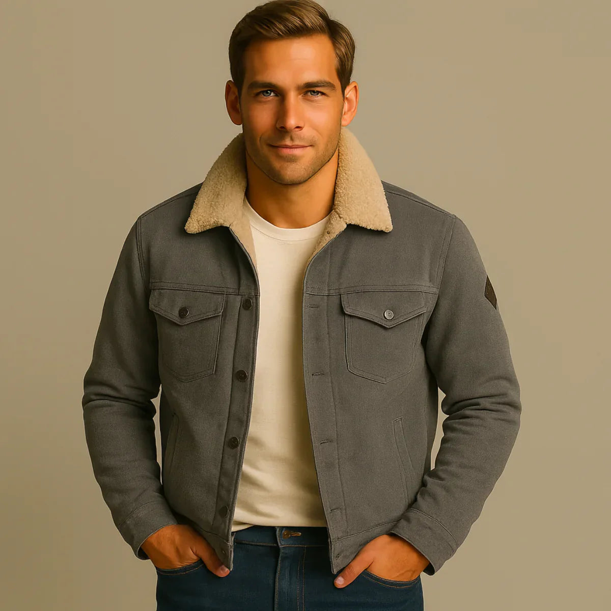 Jude | Men's Sherpa Lined Denim Jacket Black