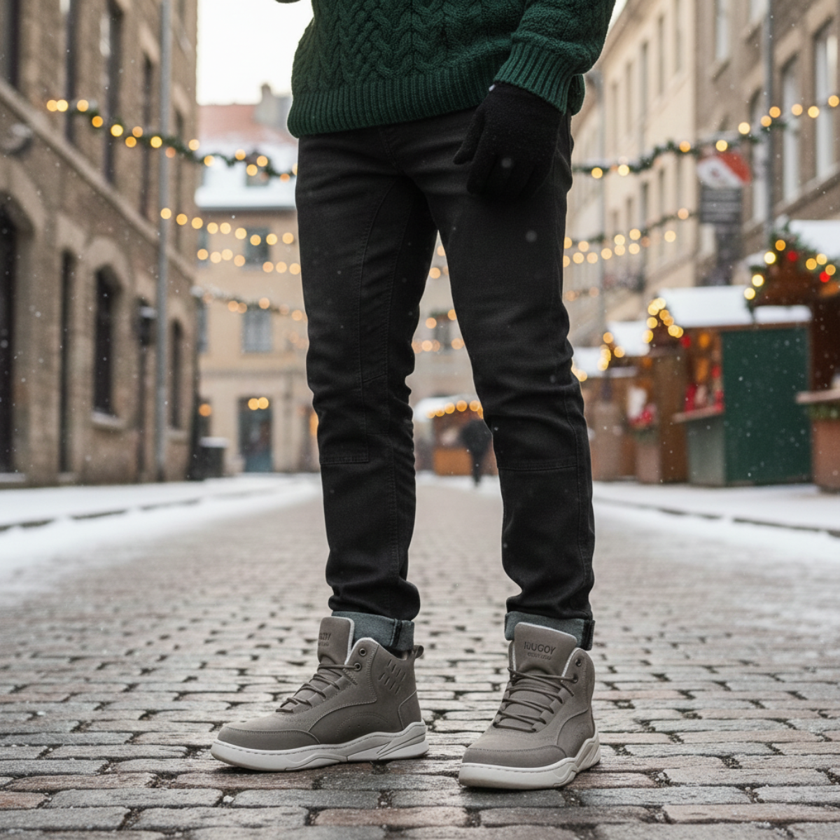 Axel | Men's Suede High Top Sneaker Beige Cream Sole