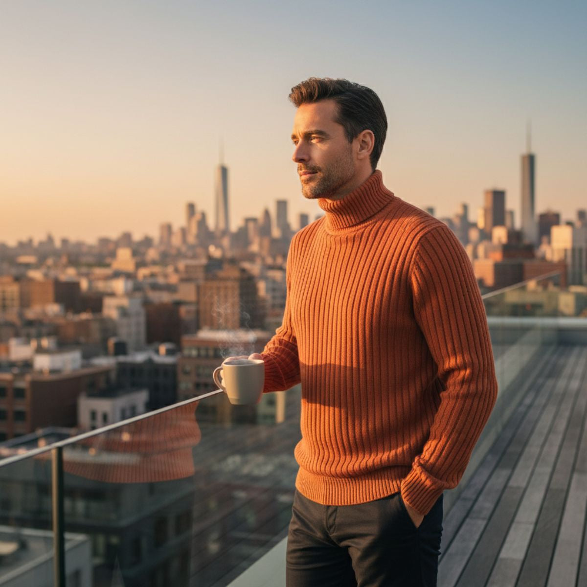 Bram | Men's Ribbed Turtleneck Sweater Black