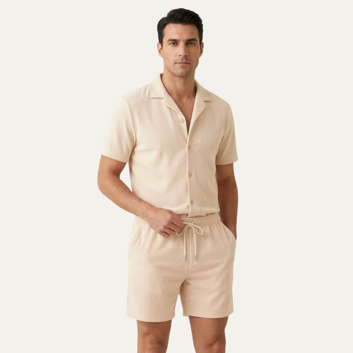 Rowan | Men's Ribbed Button Up Shirt Pink