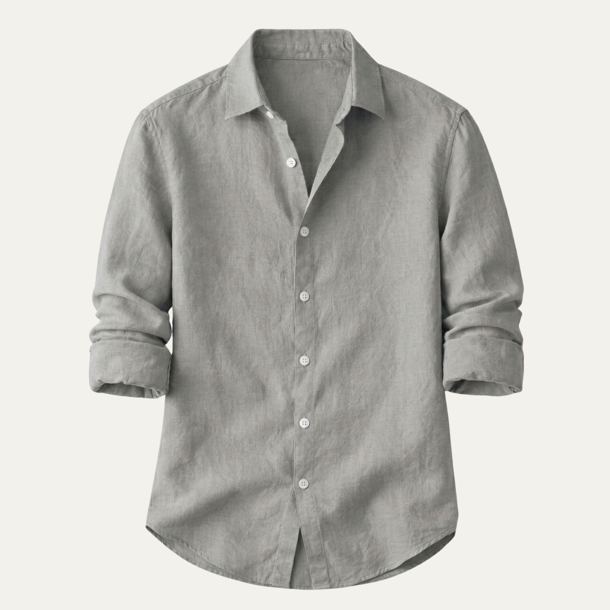 Eli | Men's Linen Shirt Cream Button Up Long Sleeve