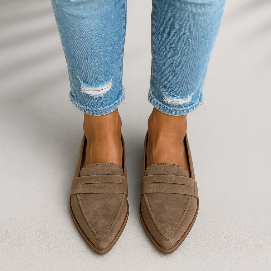 Rue | Women's Pointed Loafer Slip On Shoes Black Suede