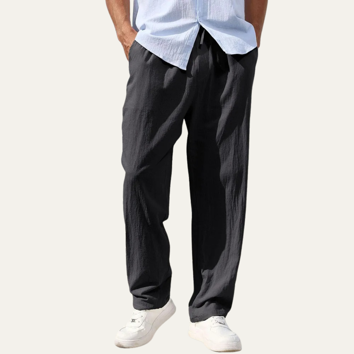 Axel | Men's Linen Pants Dark Gray Straight Leg