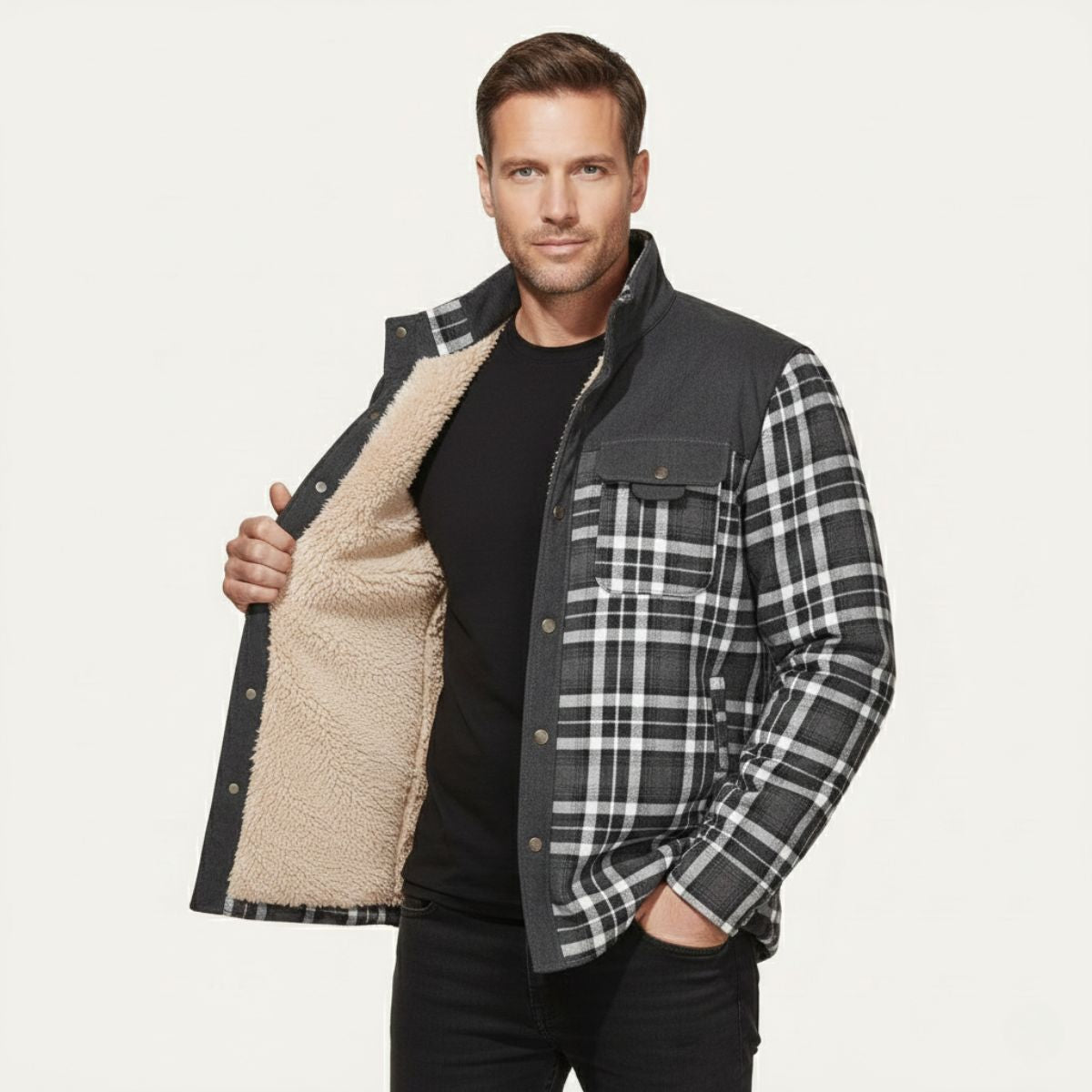 Rhys | Men's Plaid Check Jacket Burgundy Wool Blend