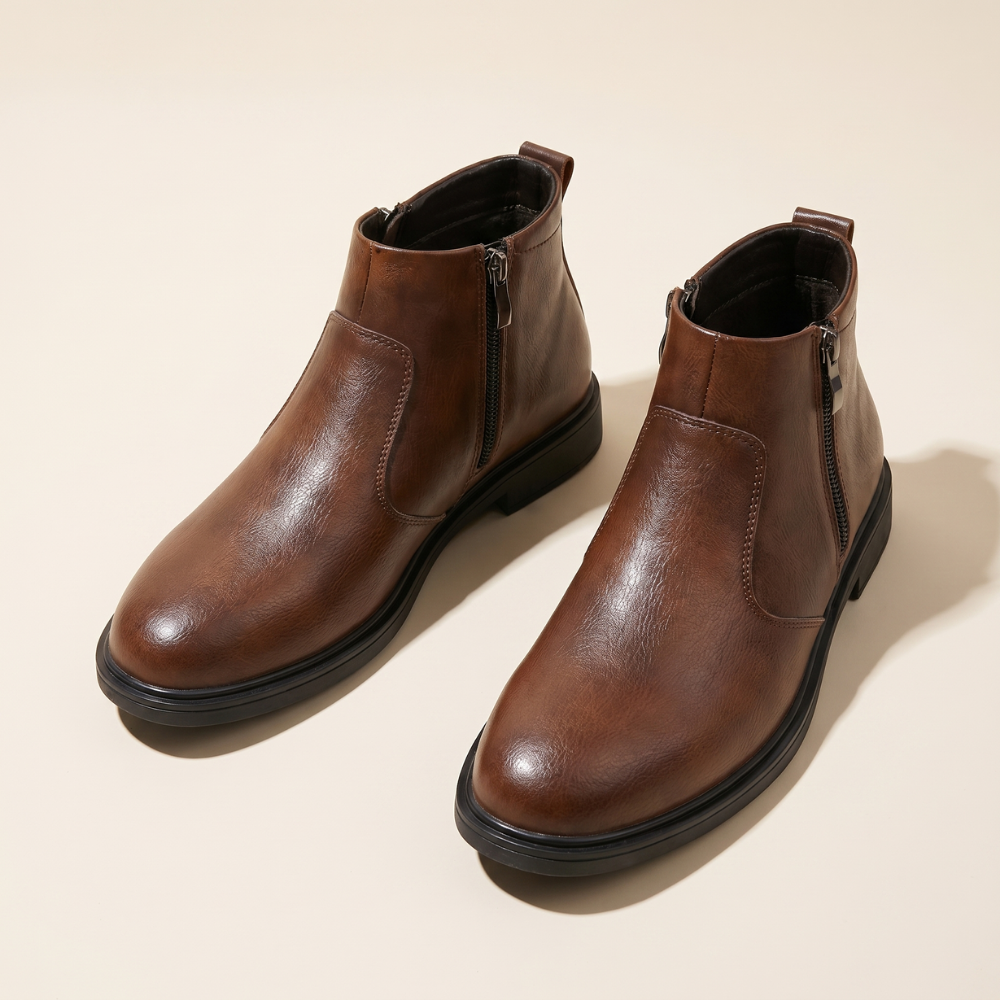 Dama Washington Kael men's leather chelsea boots brown side zip - view 3