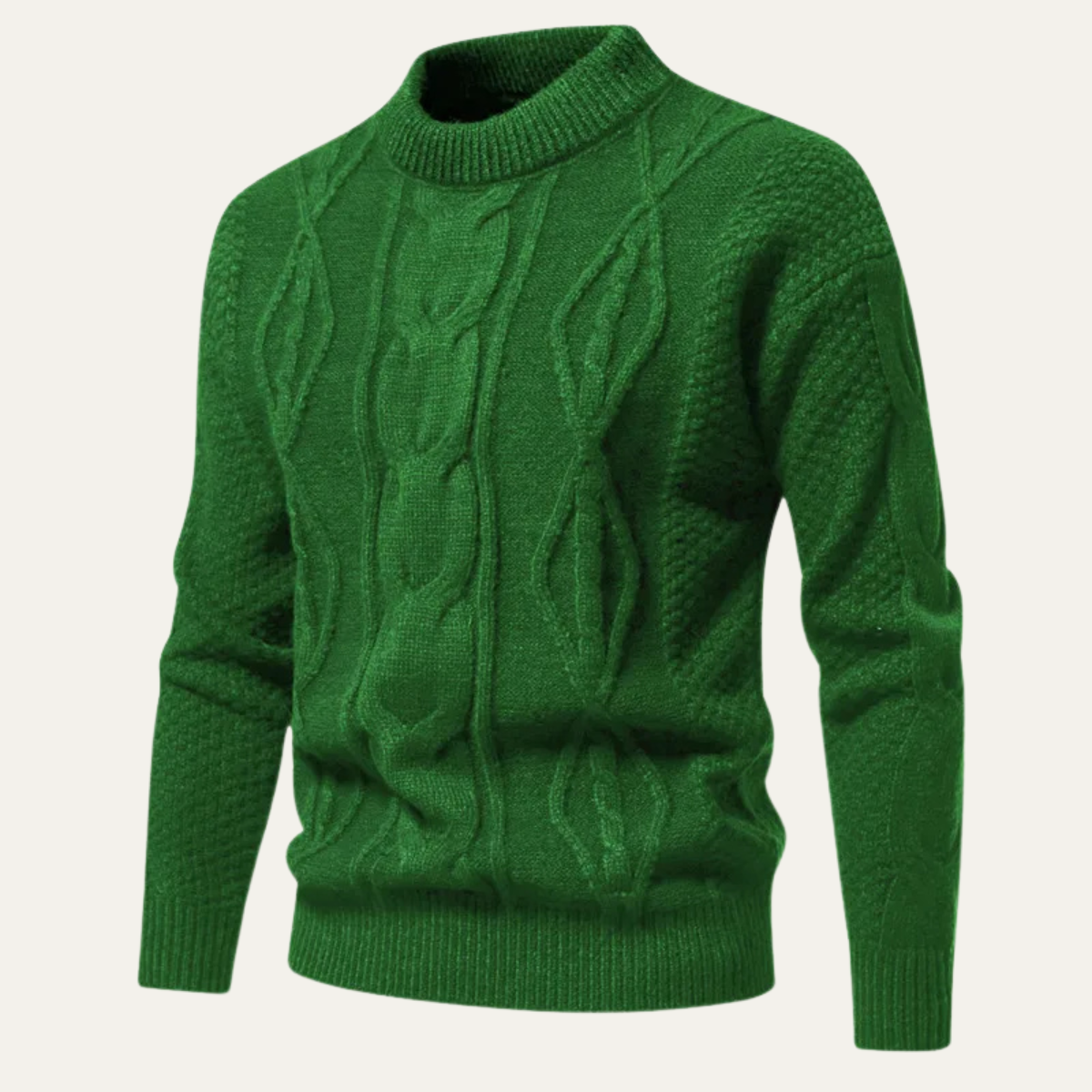 Bram | Men's Cable Knit Sweater Burgundy Crew Neck