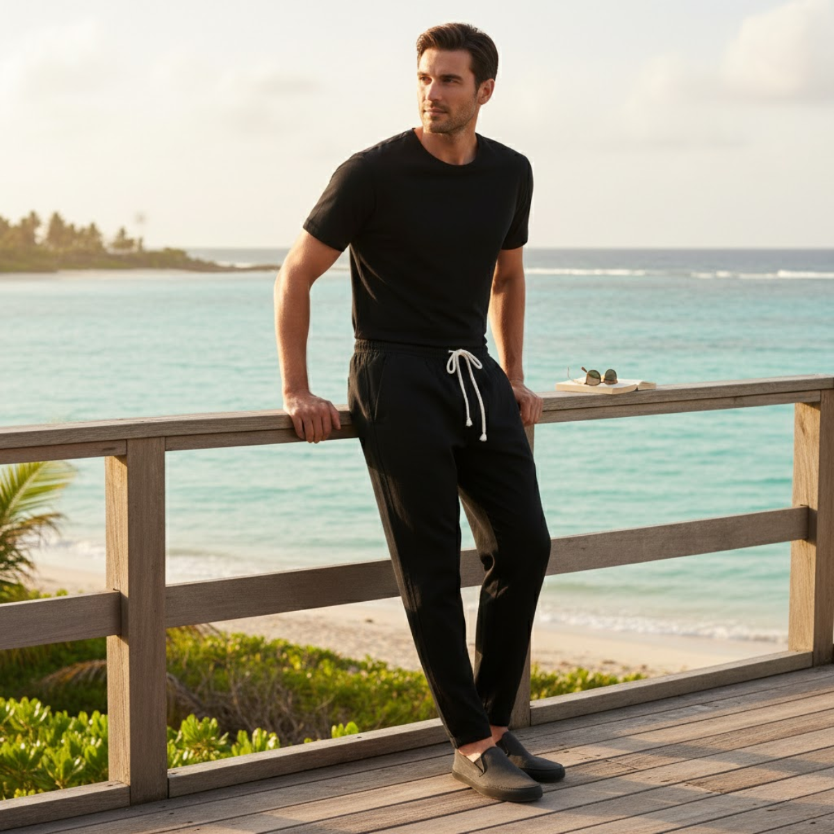 Lars | Men's Linen Pants White Drawstring Relaxed Fit