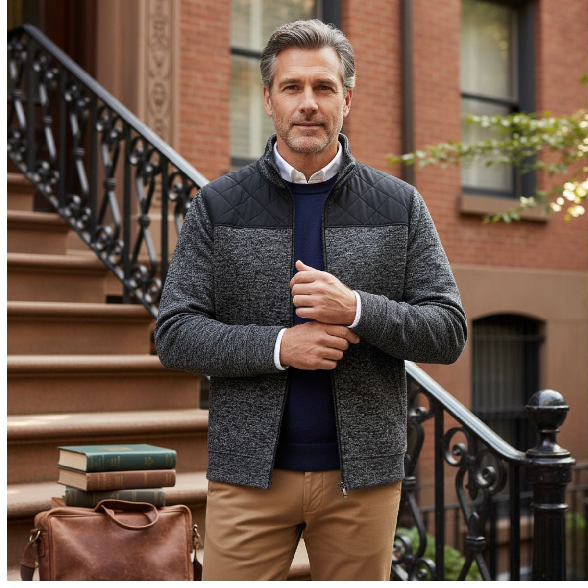 Heath | Men's Quilted Fleece Jacket Navy Blue