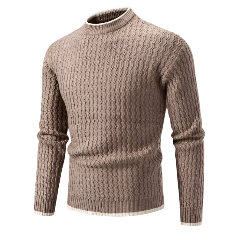 Bram | Men's Cable Knit Sweater Cream Crew Neck