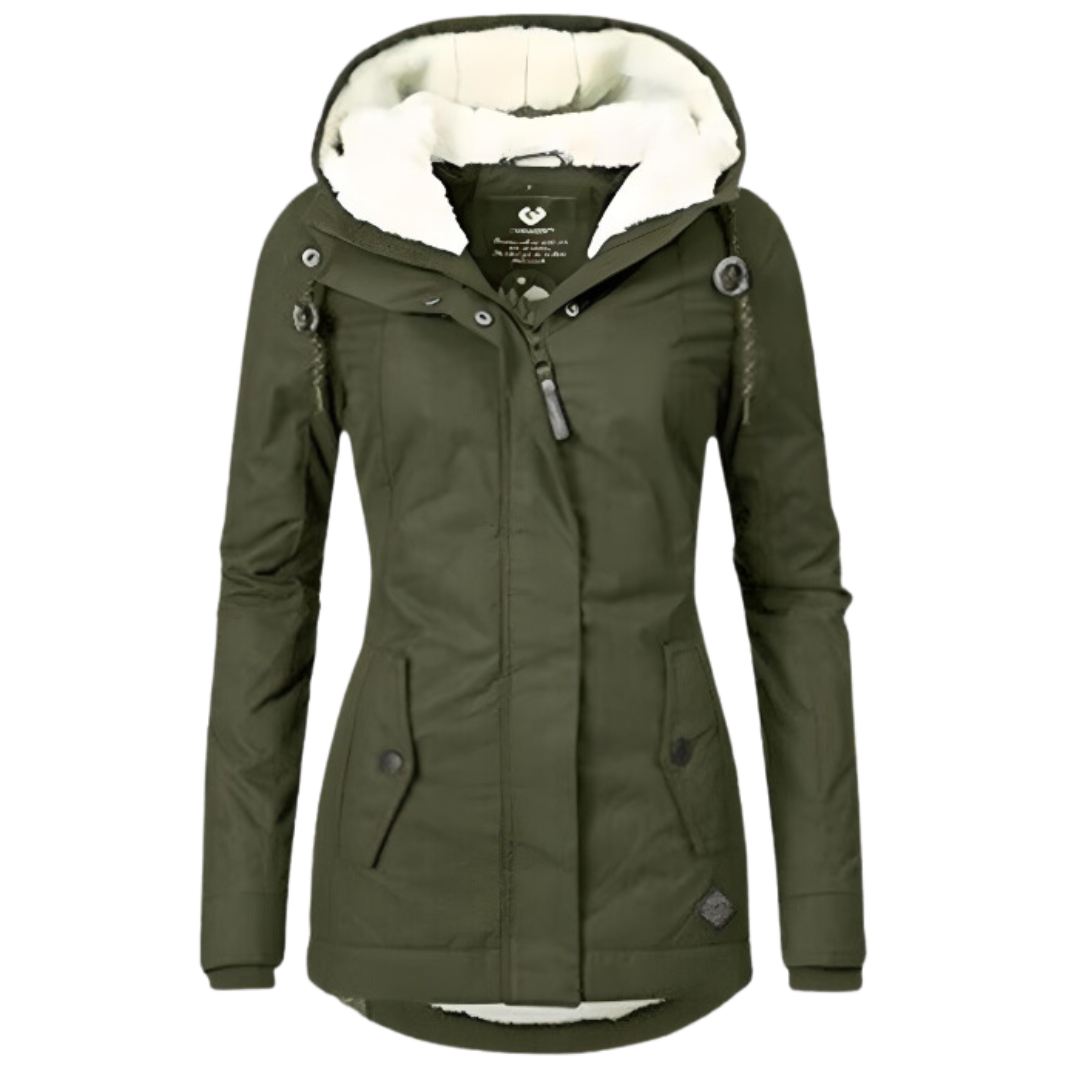 Ivy | Women's Sherpa Lined Puffer Jacket Gray Hooded