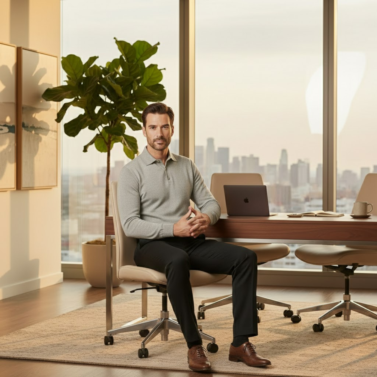 Axel | Men's Tailored Dress Pants Olive Wool Blend