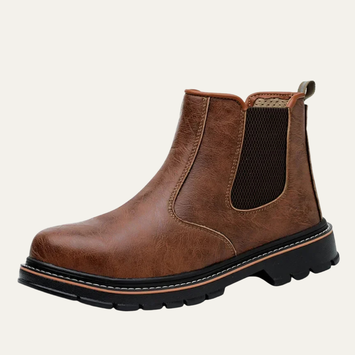 Kai | Men's Brown Leather Chelsea Work Boots Steel Toe