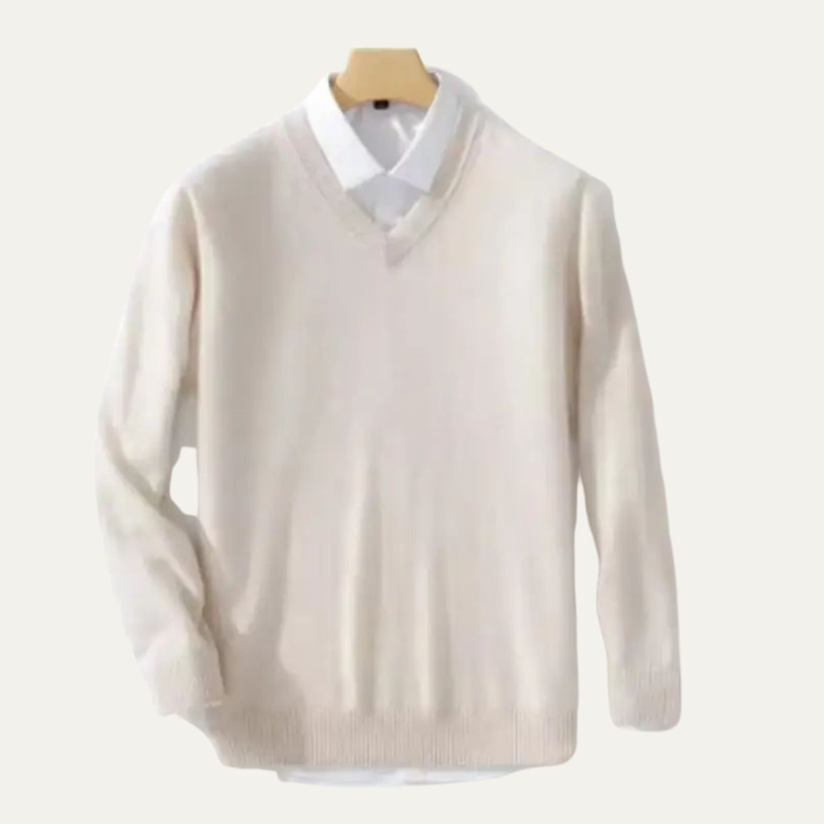 Axel | Men's V Neck Sweater Black With White Collar
