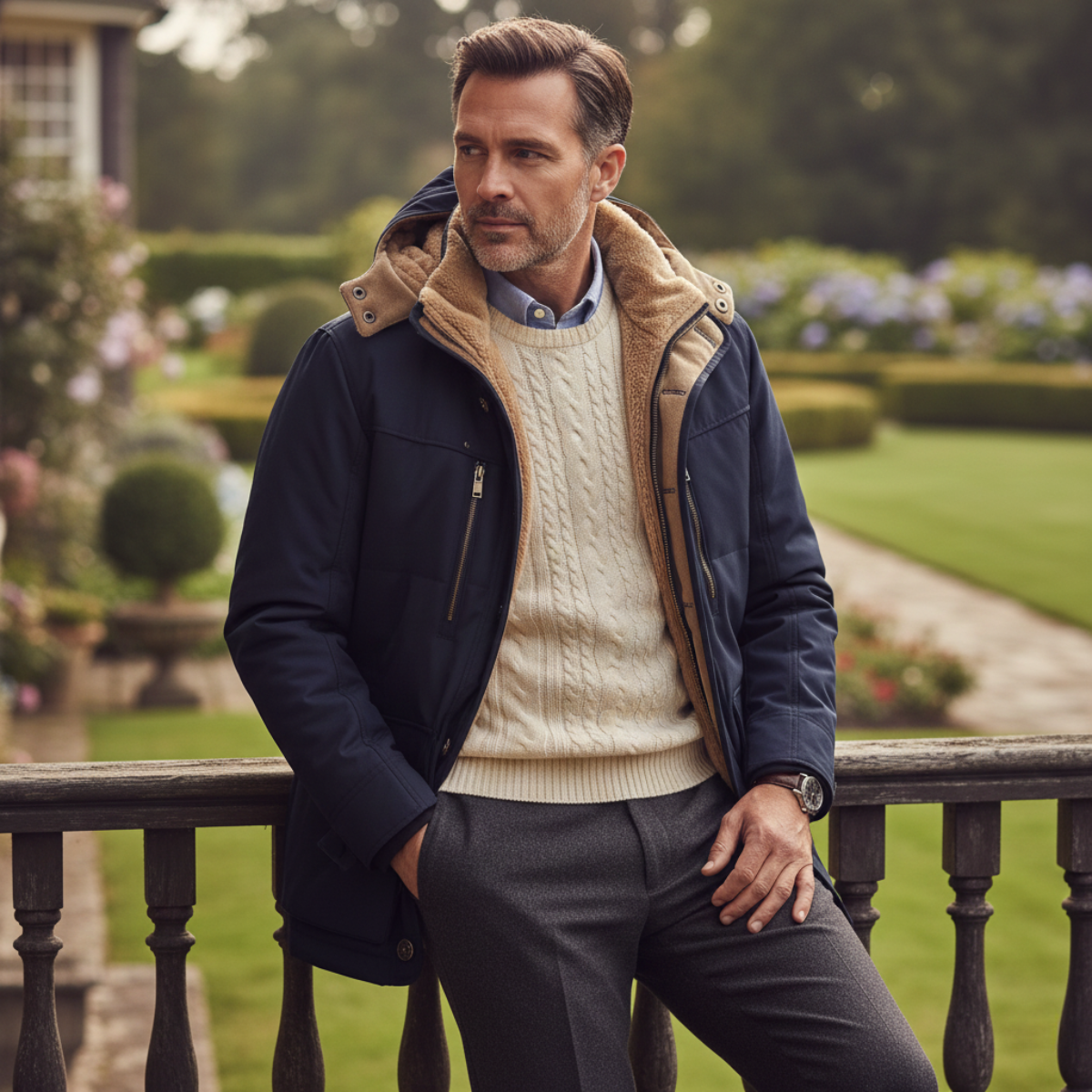 Arden | Men's Utility Jacket Olive Green Sherpa Lined