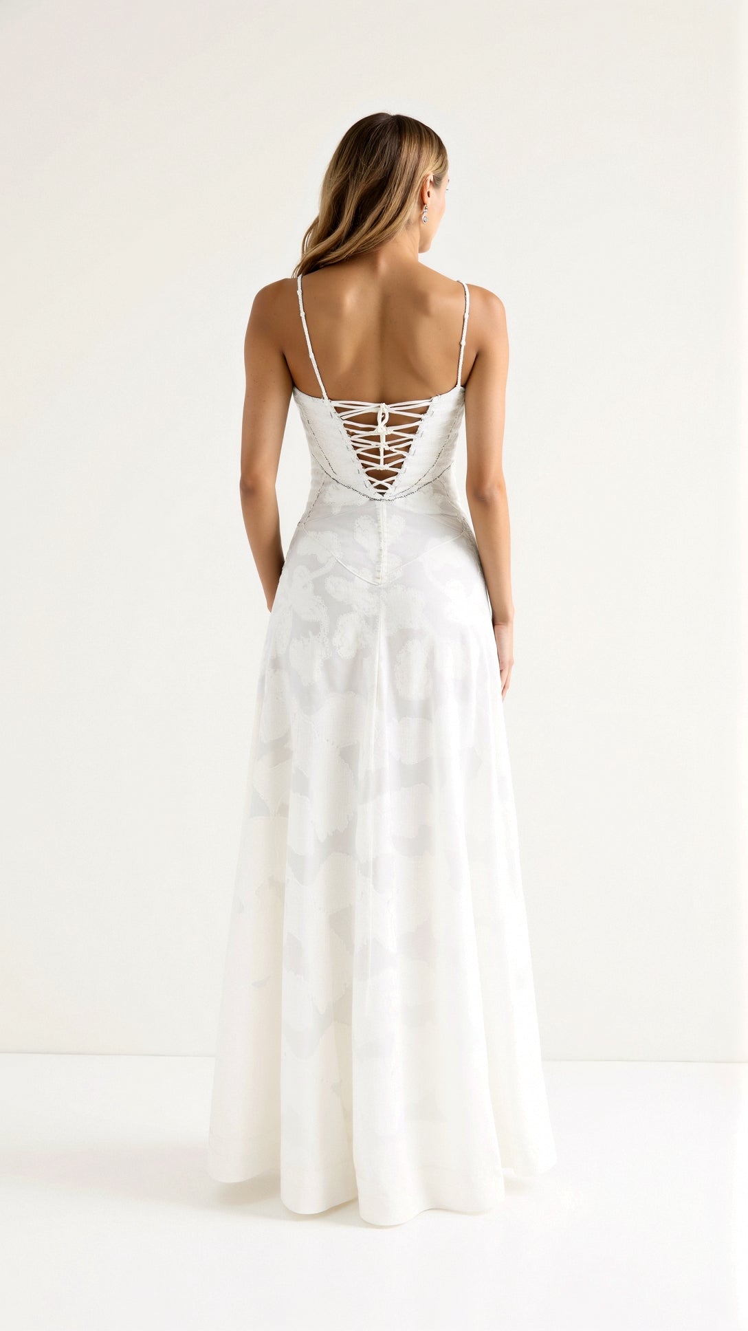 Stella | Women's White Maxi Dress Satin Slip Sweetheart Neckline