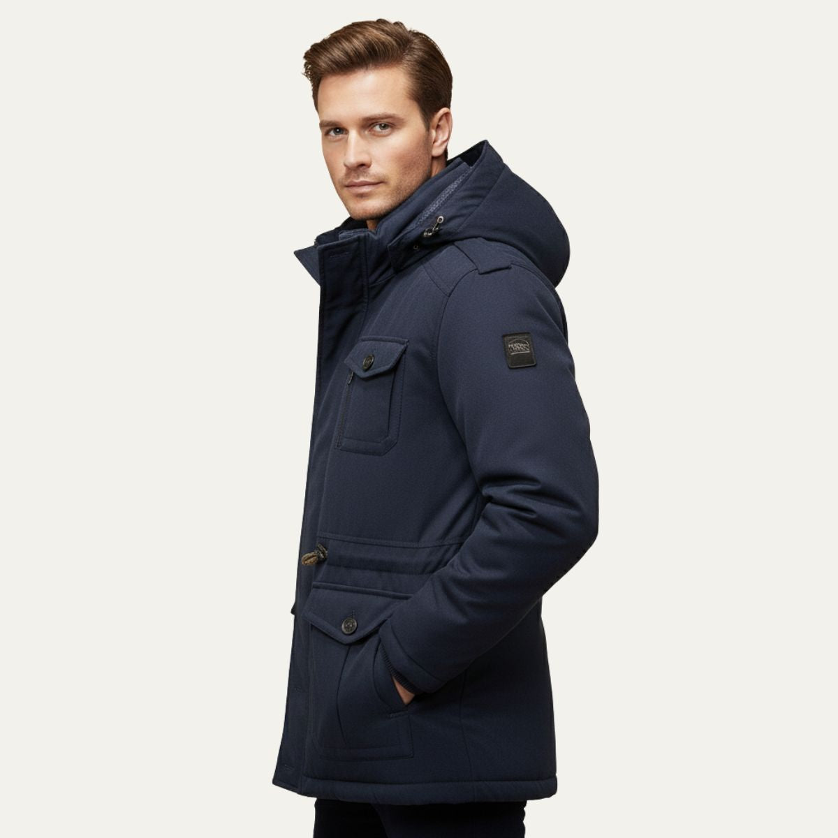 Ash | Men's Winter Parka Olive Hooded Quilted Jacket