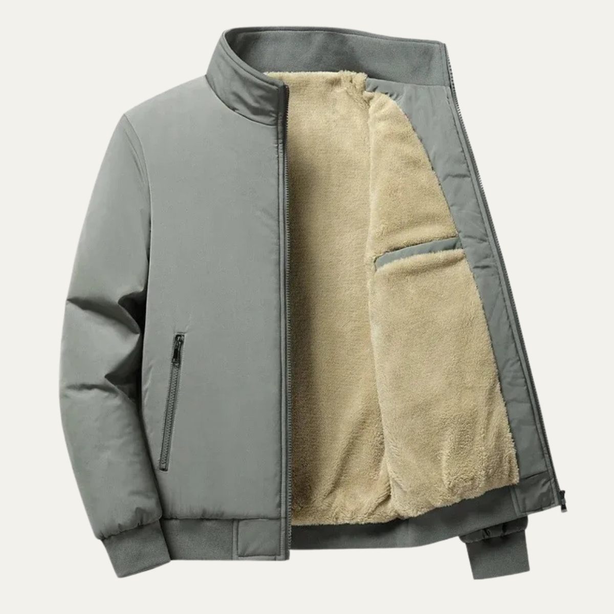 Ezra | Men's Sherpa Fleece Puffer Jacket Black Cream
