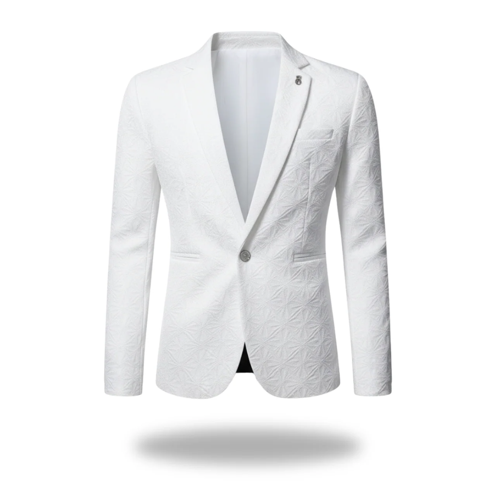 Ash | Men's Cream Geometric Pattern Tailored Blazer Single Button