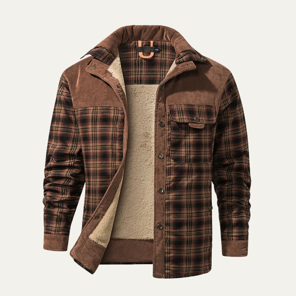Bram | Men's Sherpa Lined Flannel Jacket Brown Plaid