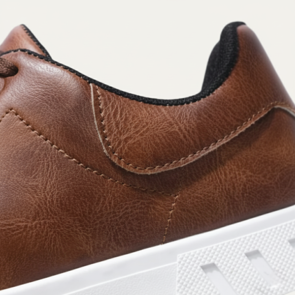Kael | Men's Leather Low Top Sneaker Brown White Sole