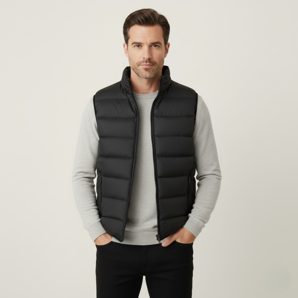 Axel | Men's Puffer Vest Navy Quilted Zip Pocket