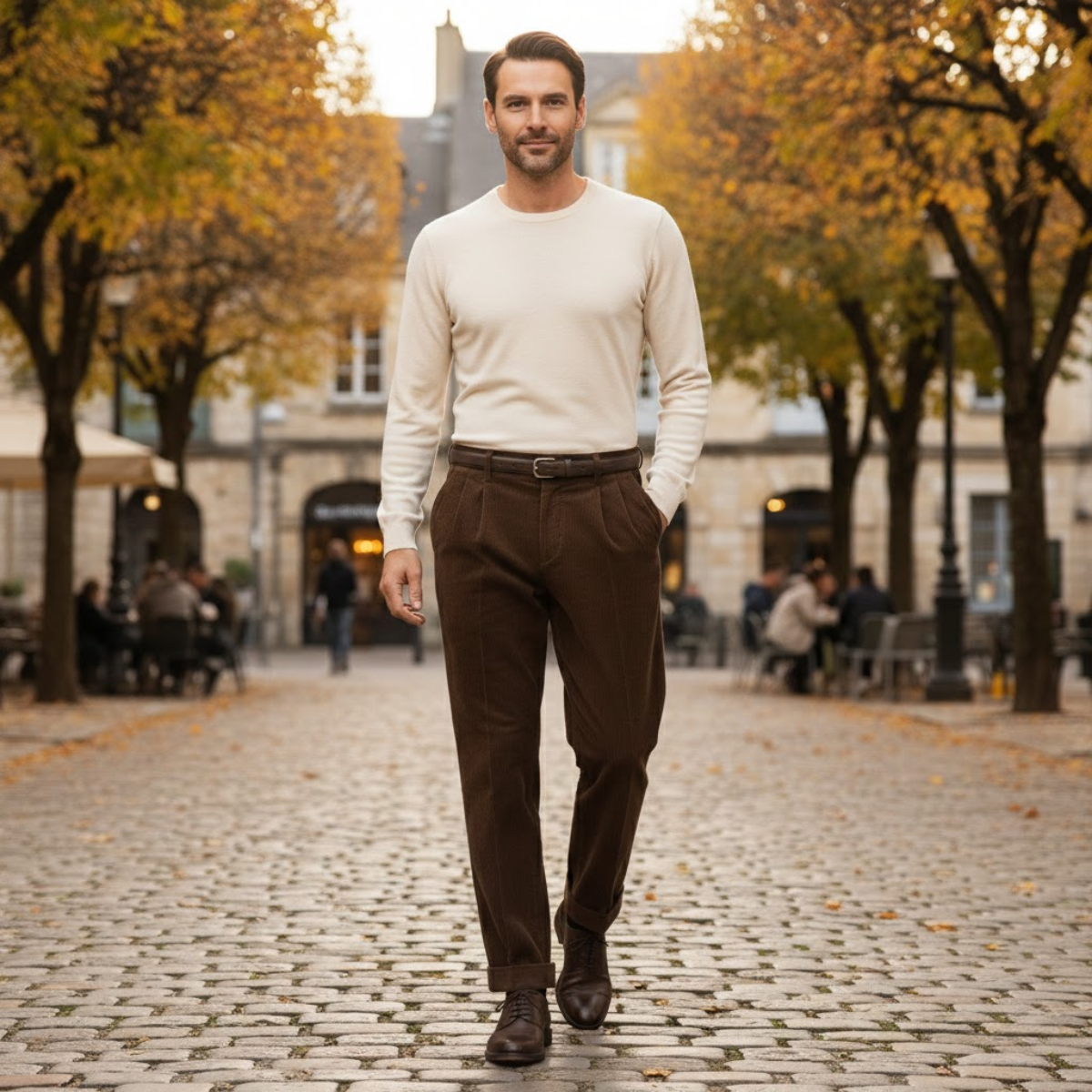 Nash | Men's Smart Casual Pleated Dress Pants Cream