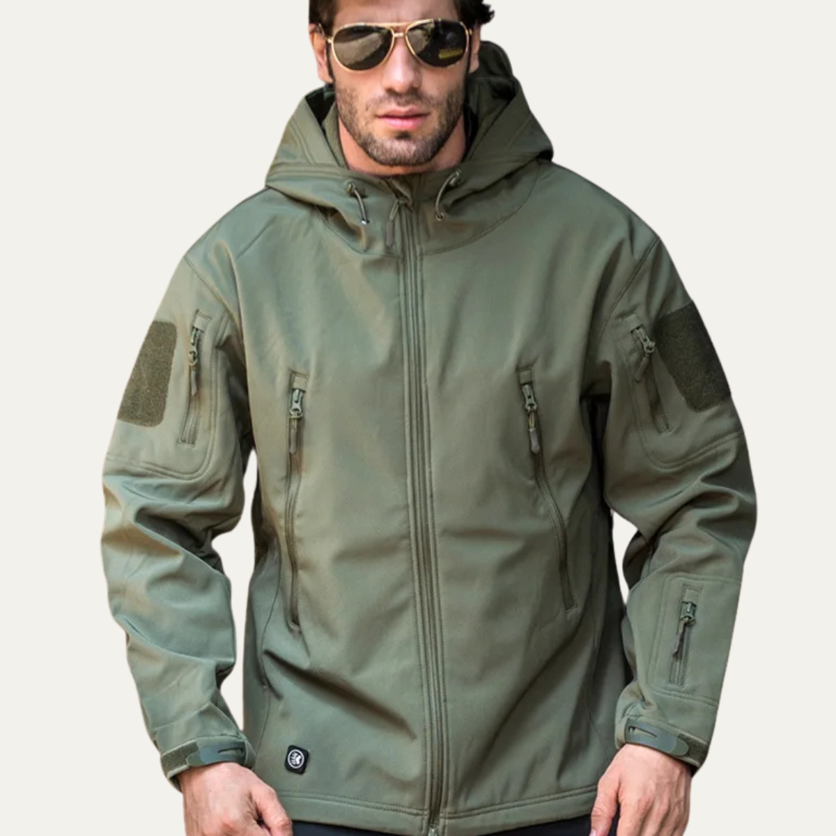 Voss | Men's Waterproof Soft Shell Jacket Olive Green With Hood