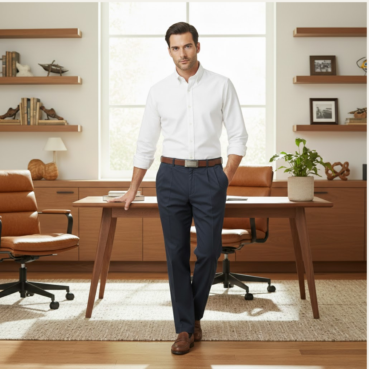 Orrin | Men's Straight Leg Dress Pants Gray Pleated