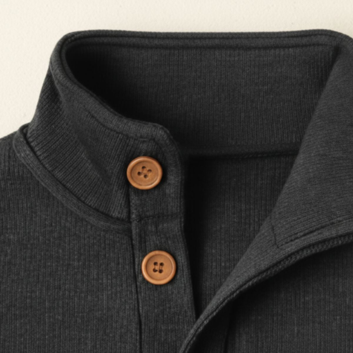 Ash | Men's Button Mock Neck Sweater Charcoal