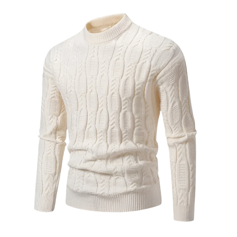 Marco | Men's Cable Knit Sweater Rust Crew Neck