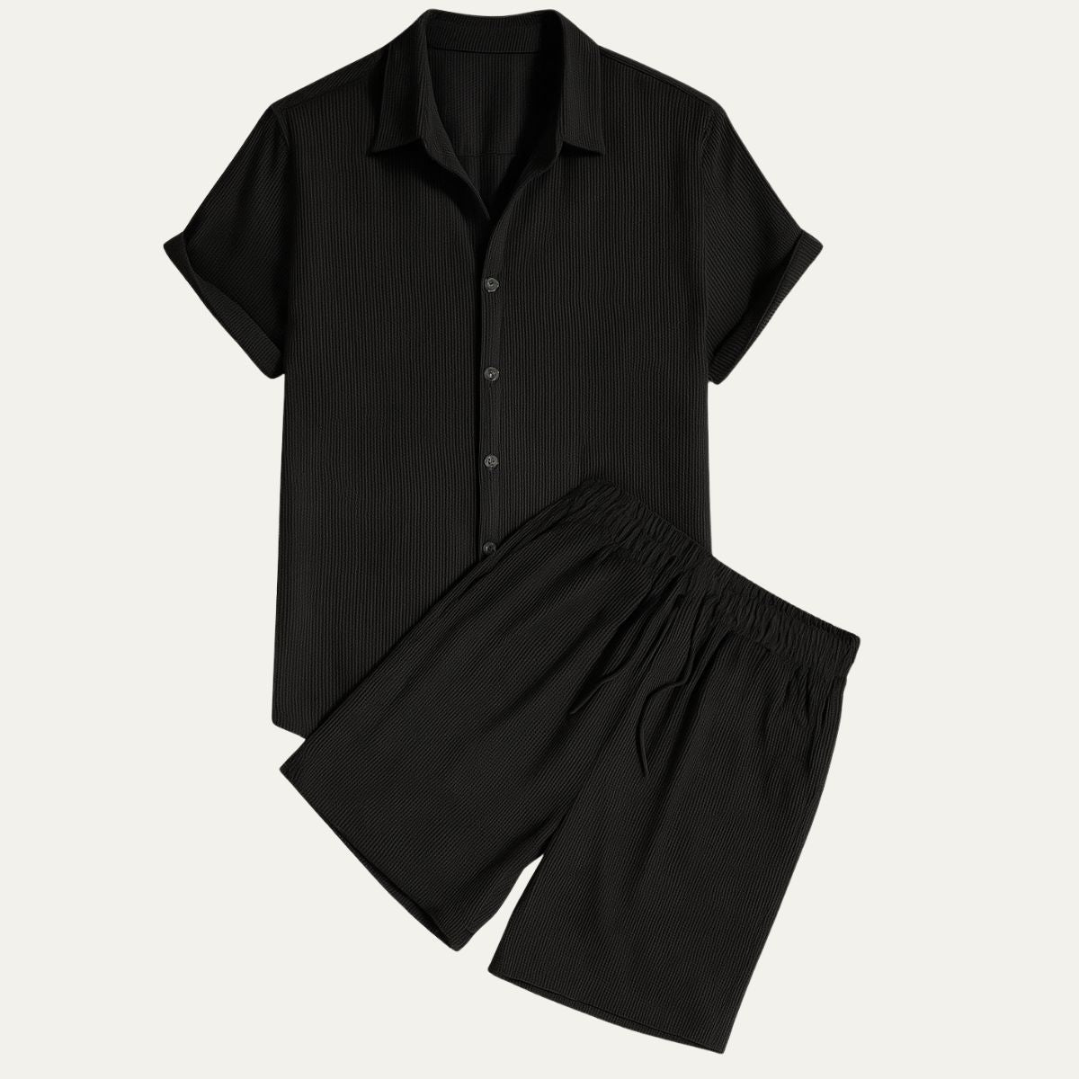 Bram | Men's Linen Shirt Shorts Set Sage Green Casual
