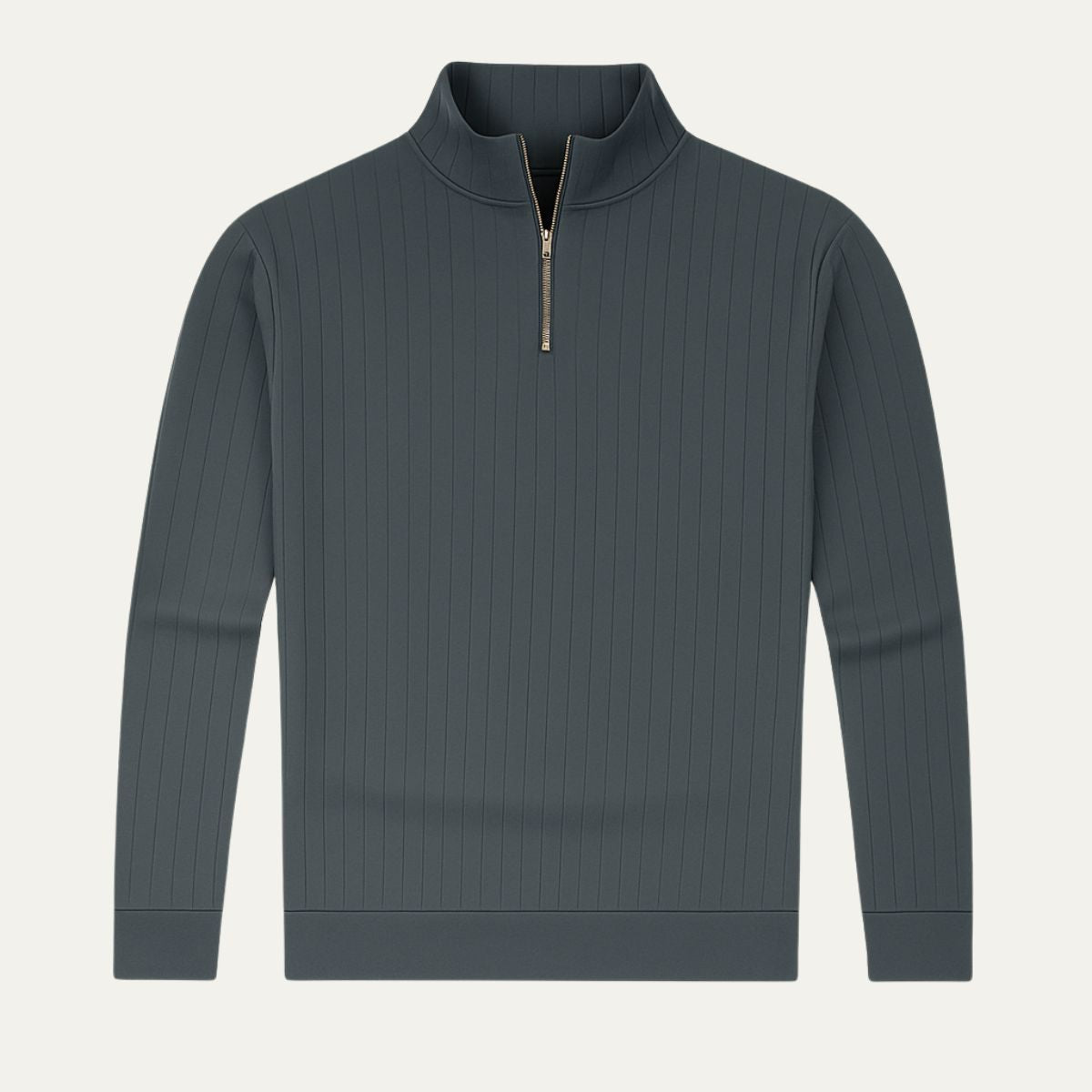 Axel | Men's Quarter Zip Sweater Cream Ribbed Mock Neck