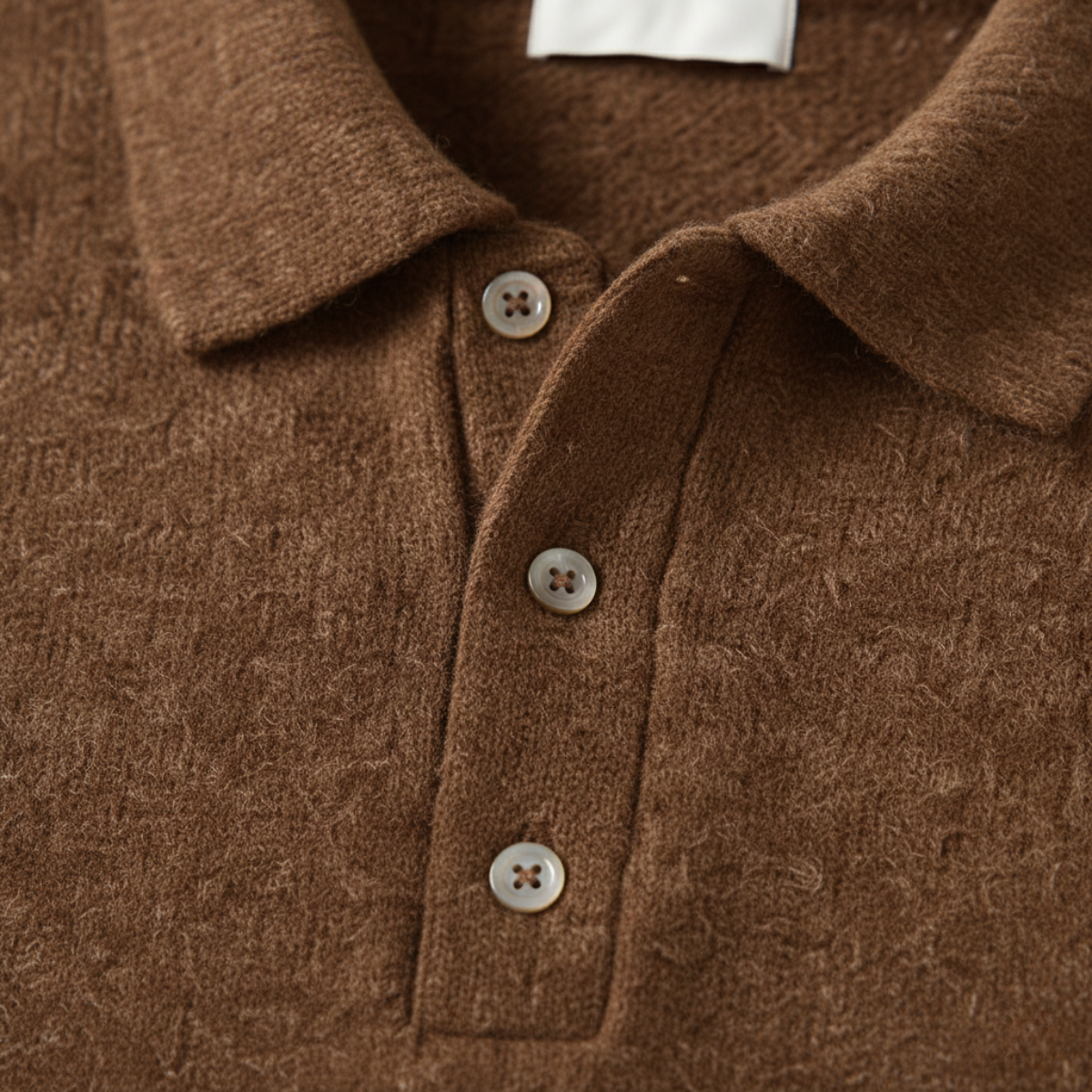 Bram | Men's Wool Sweater Brown Polo Collar