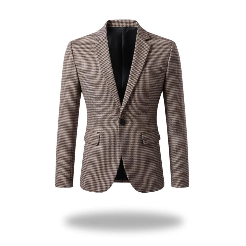 Axel | Men's Houndstooth Check Blazer Brown