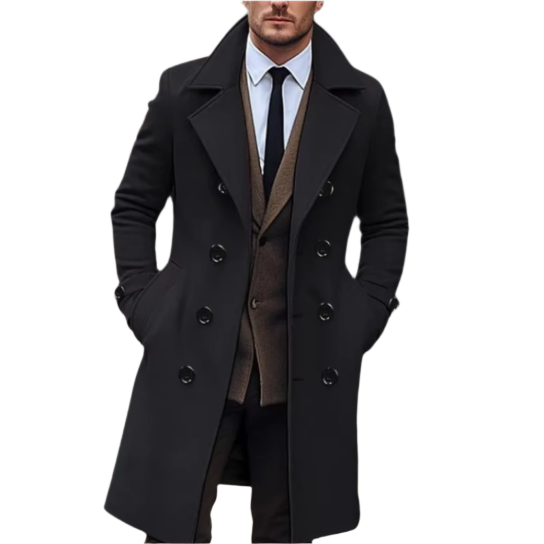 Axel | Men's Double Breasted Wool Coat Gray