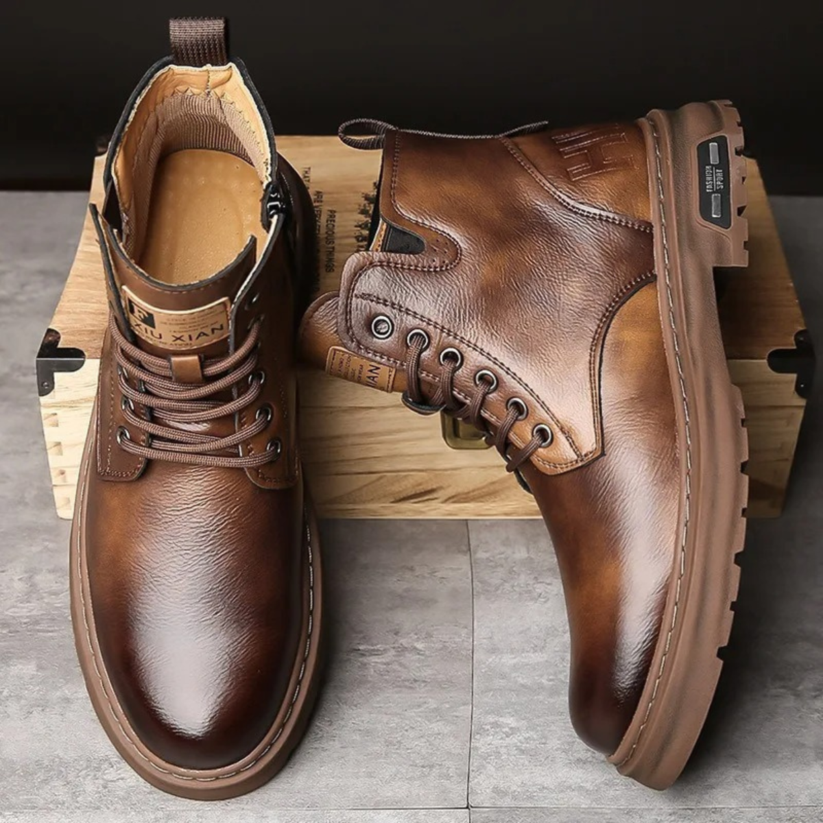 Kade | Men's Leather Ankle Boots Brown Lace Up Work Boot