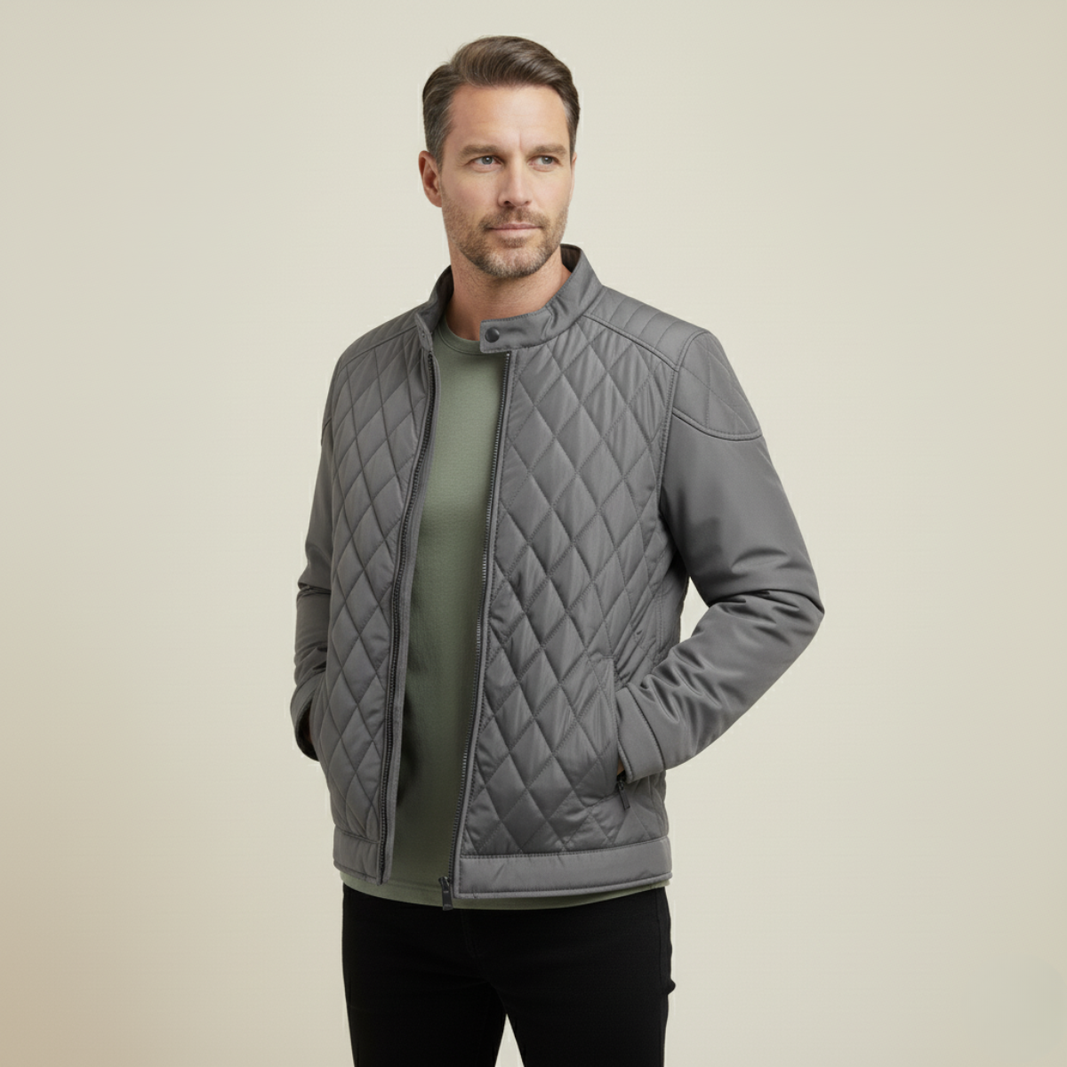 Ash | Men's Quilted Leather Jacket Black