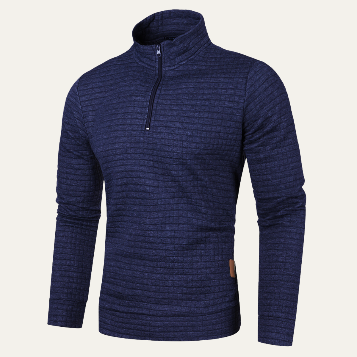 Beau | Men's Quarter Zip Sweater Black Heathered Textured