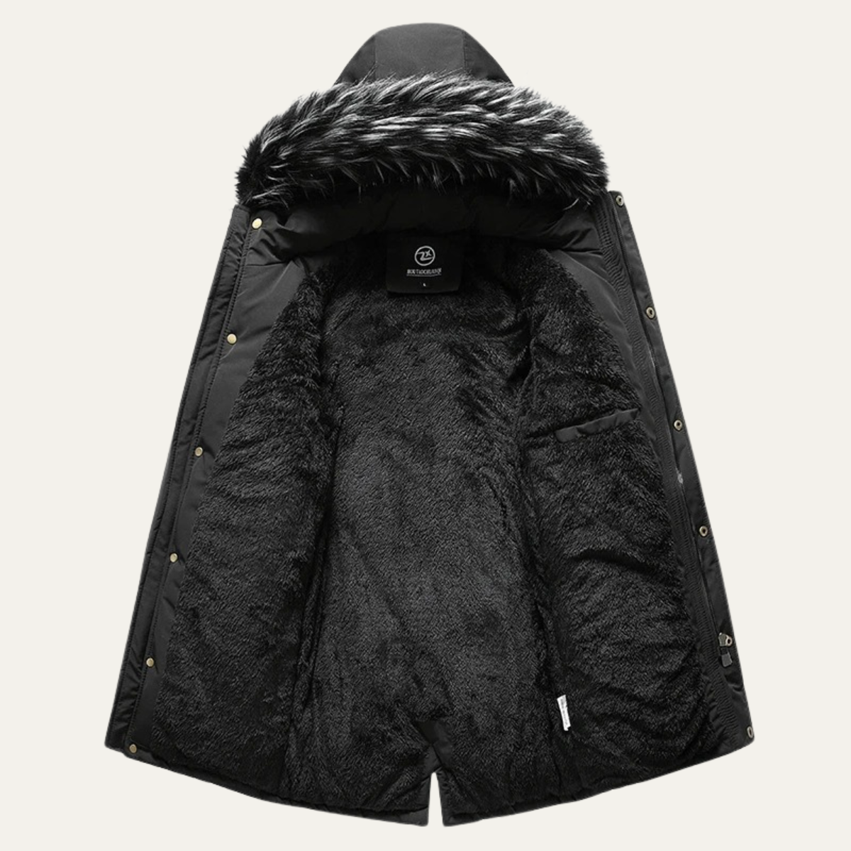 Axel | Men's Puffer Coat Black Detachable Fur Hood