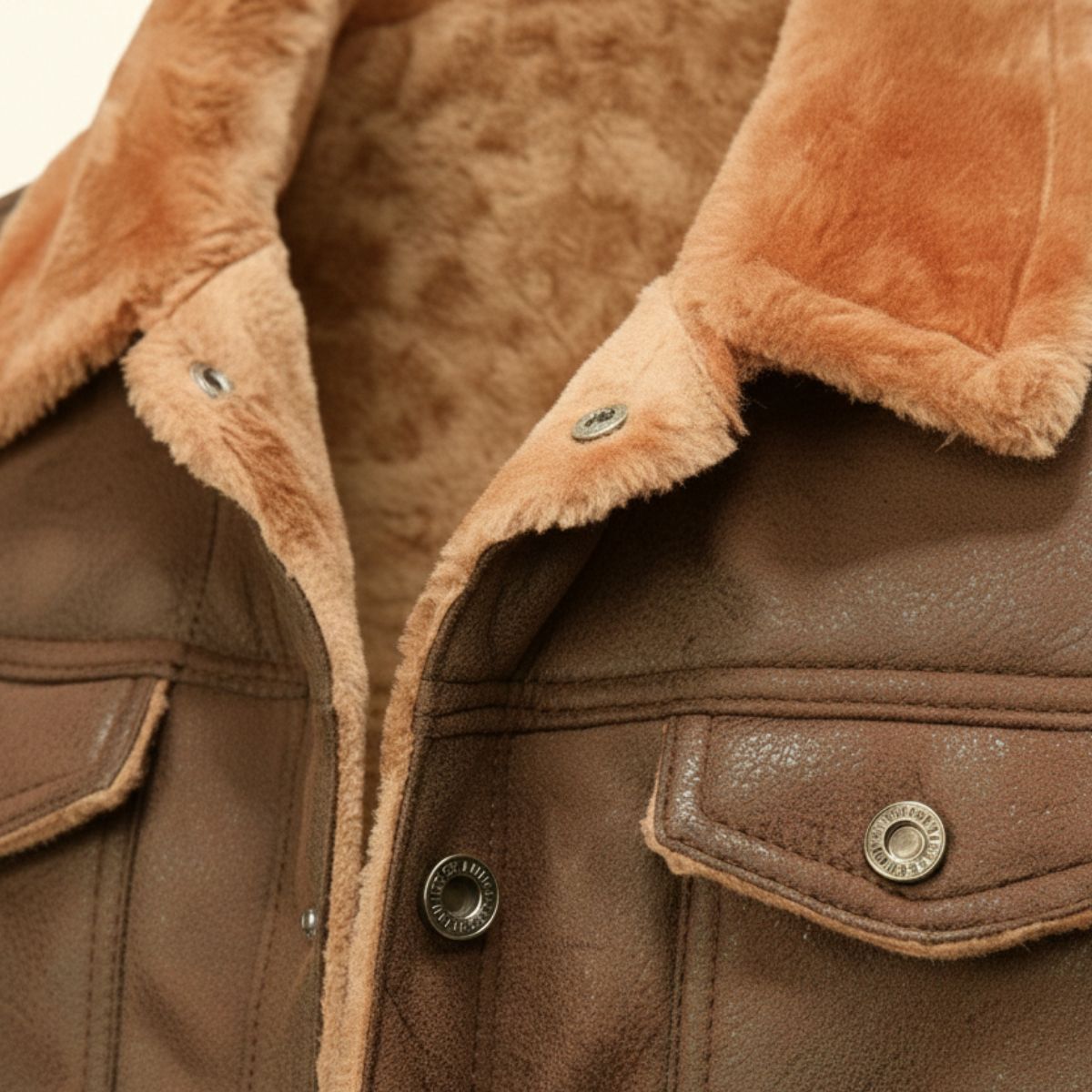 Rhys | Men's Sherpa Lined Denim Jacket Brown