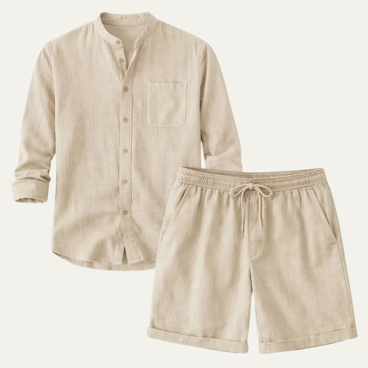 Ash | Men's Relaxed Linen Shorts Olive Green Elastic Waist