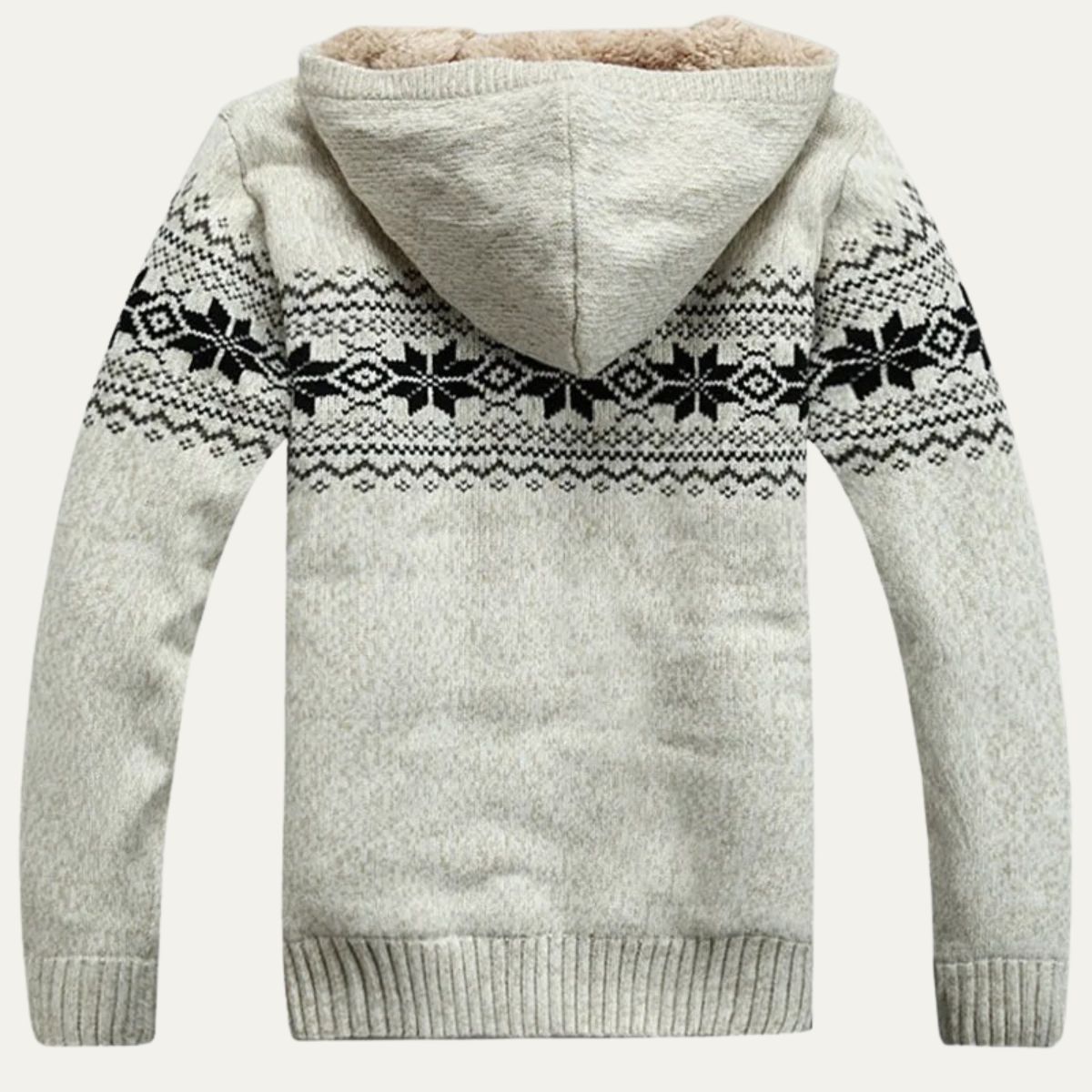 Blake | Men's Sherpa Lined Cardigan Cream Nordic Pattern Zip Up