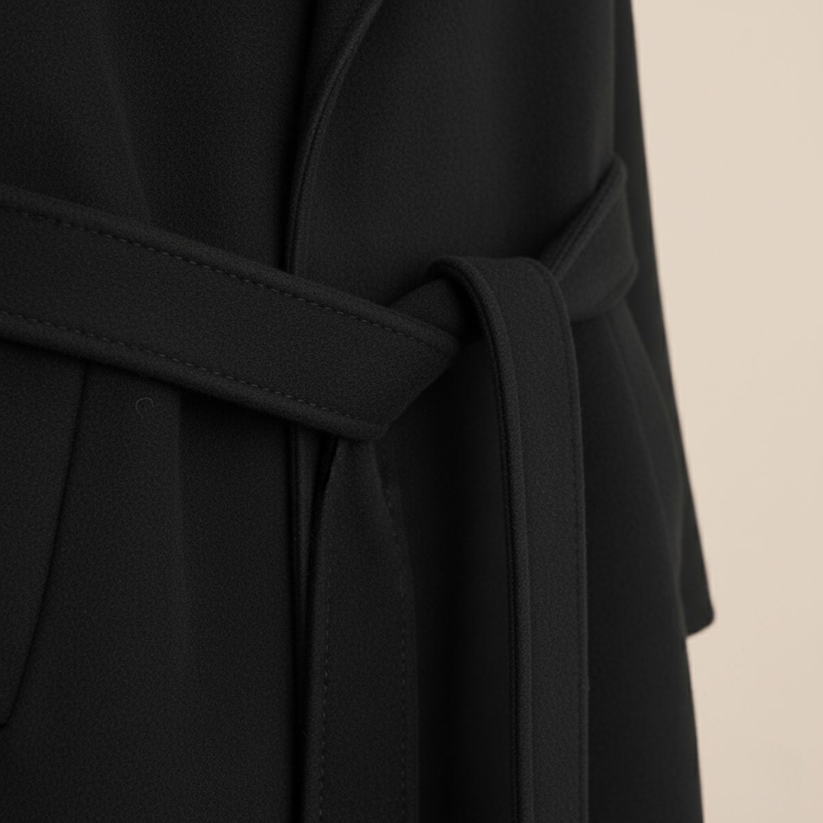 Callum | Men's Wool Overcoat Black Belted Long