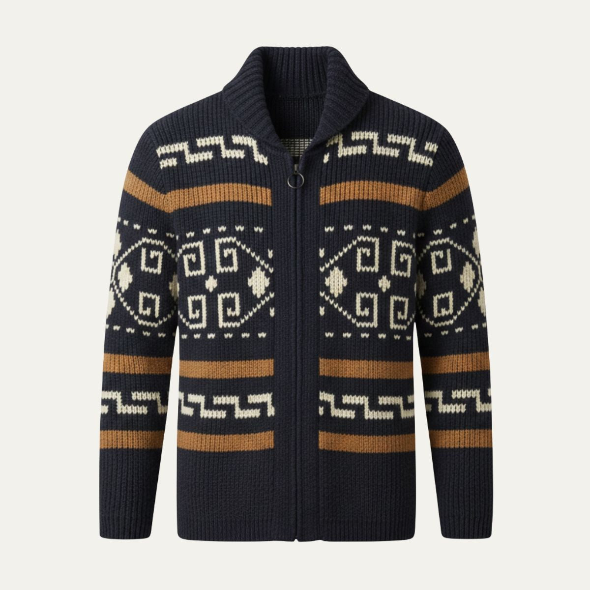 Sage | Men's Argyle Crew Neck Sweater Cream Brown