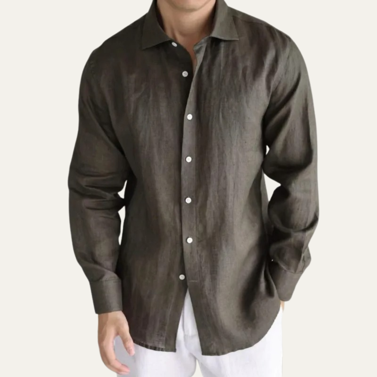 Callum | Men's Linen Button Up Shirt Charcoal
